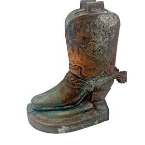 Vintage Roy Rogers Copper Patina Boot Bank Mid Century Western Collectible